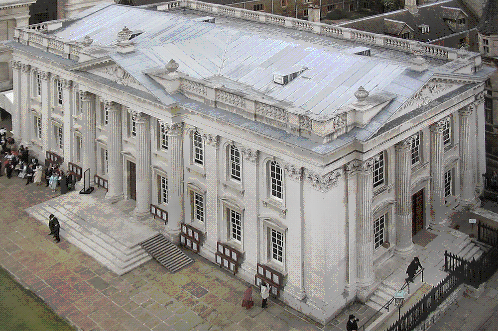 The neoclassical facade of Cambridge University's Senate House, where C. P. Snow delivered the 1959 Rede Lecture